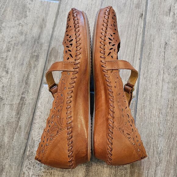 Pikolinos Puerto Vallarta Brandy Leather Mary Jane Flat Women’s 39 US 8.5 Cutout - Picture 5 of 12